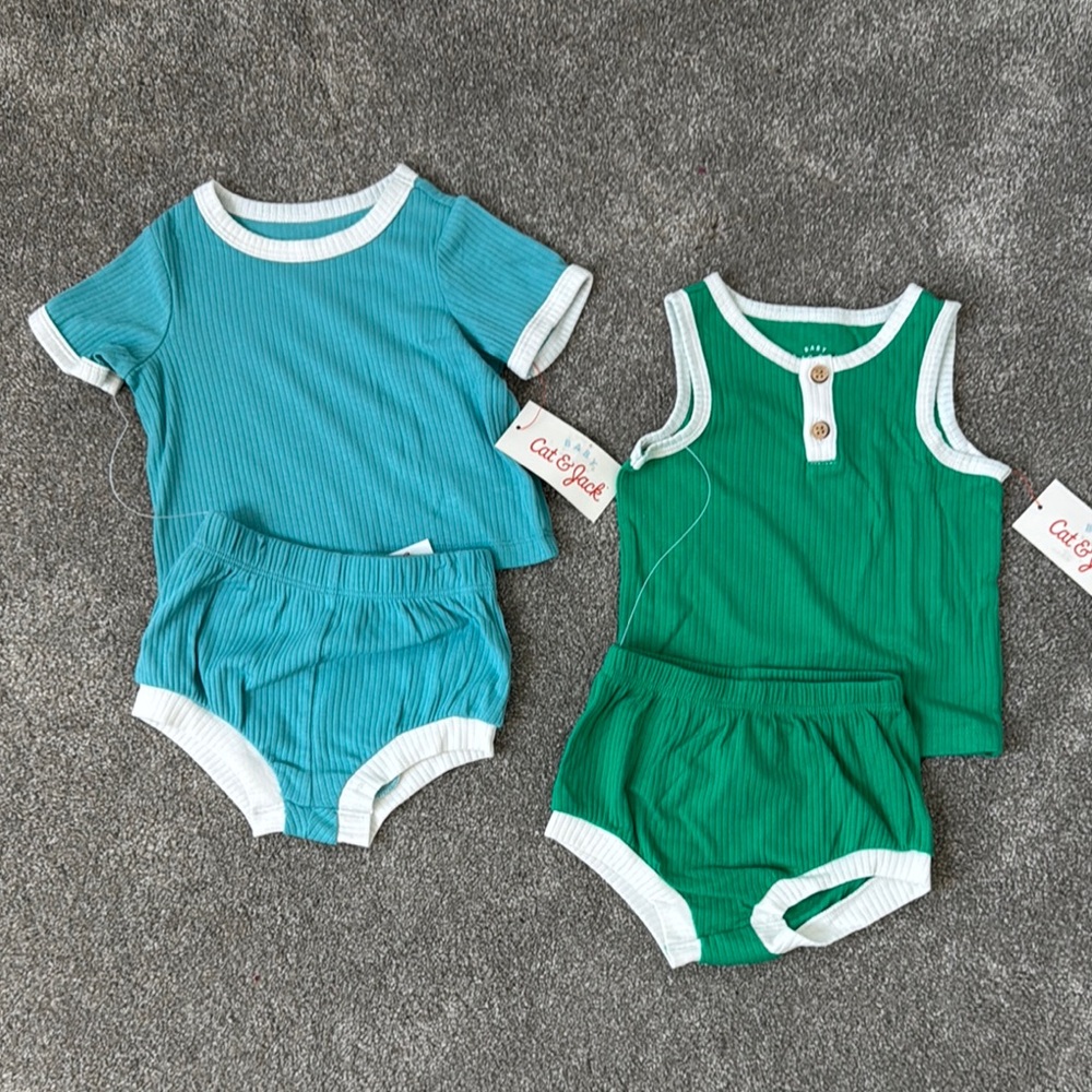 Cat & Jack Kids' Blue and Green Outfit Set